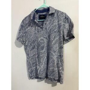 Rodd & Gunn Mens Polo Shirt Short Sleeve Palm Branch Sports Fit Blue White M/L